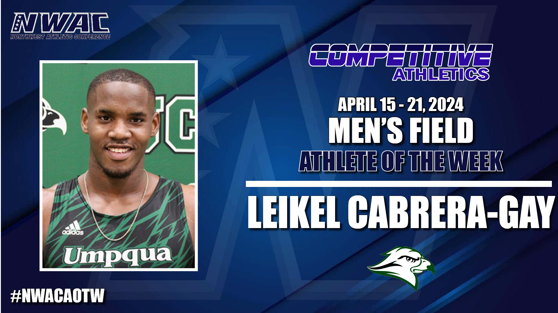 NWAC Week 8 Men&rsquo;s Field Athlete of the Week, Leikel Cabrera-Gay